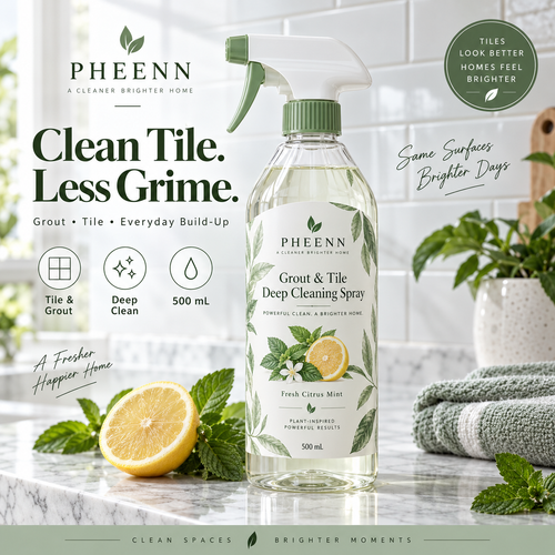 ✨ PHEENN® Grout & Tile Deep Cleaning Spray – Fresh Citrus Mint Cleaner for Tile, Grout & Everyday Buildup, 500 mL🍃