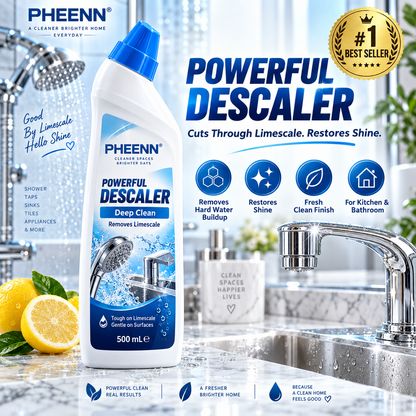 PHEENN® Limescale Remover – Fast-Acting Descaler for Hard Water Stains, Mineral Buildup & Shine, 500 mL