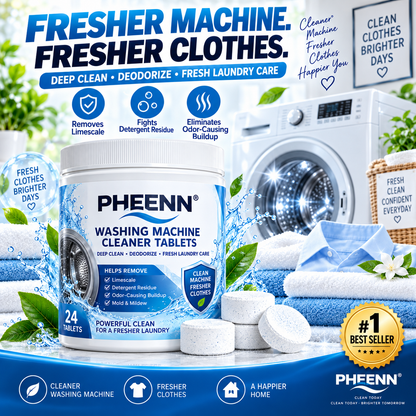 PHEENN® Washer Cleaner Tablets – Deep Clean Formula for Residue, Limescale & Everyday Machine Care