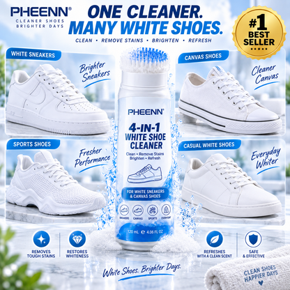 PHEENN® White Shoe Cleaner – 4-in-1 Sneaker Cleaning Formula with Built-In Brush, 120 mL