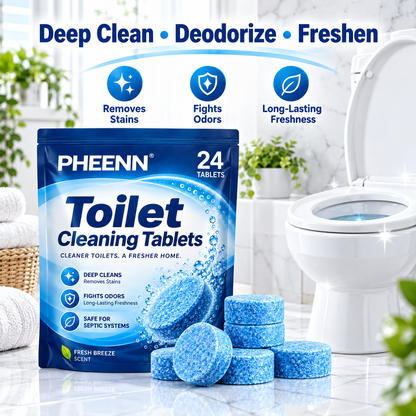 PHEENN® Toilet Cleaning Tablets – Powerful Deep Clean, Odor Control & Long-Lasting Fresh Breeze Formula