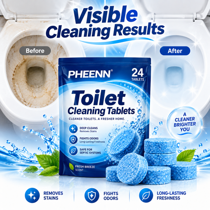 PHEENN® Toilet Cleaning Tablets – Powerful Deep Clean, Odor Control & Long-Lasting Fresh Breeze Formula