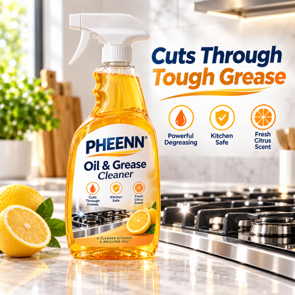 PHEENN® Oil & Grease Cleaner – Powerful Kitchen Degreaser Spray for Stovetops, Range Hoods, Countertops & Appliances