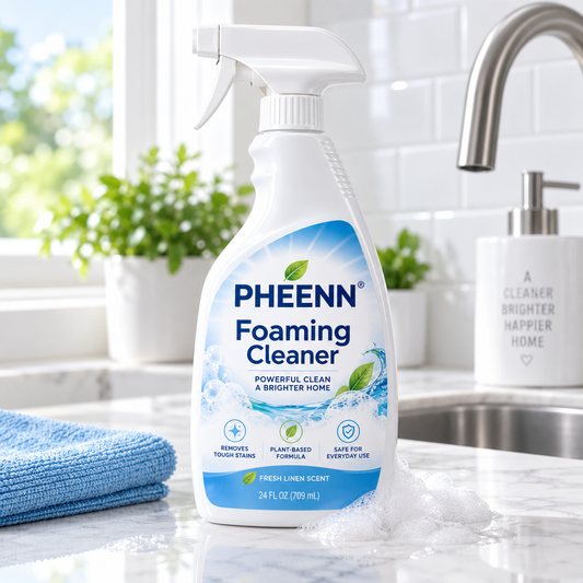 🌿 PHEENN® Deep Cleaning Foaming Spray – Easy-Wipe Multi-Surface Cleaner for Sinks, Counters, Bathrooms, Kitchens & Tiles